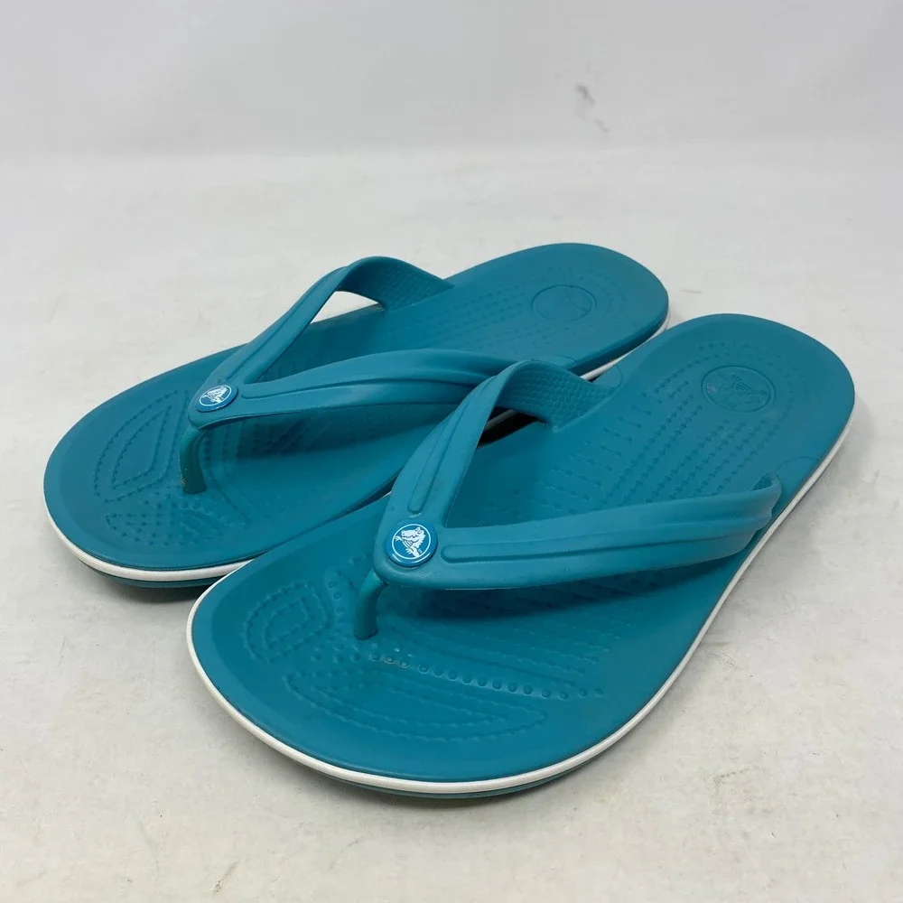 Crocs Crocband Flip Flops Teal Blue Women 6 Men 4 Sporty Comfort Sandals